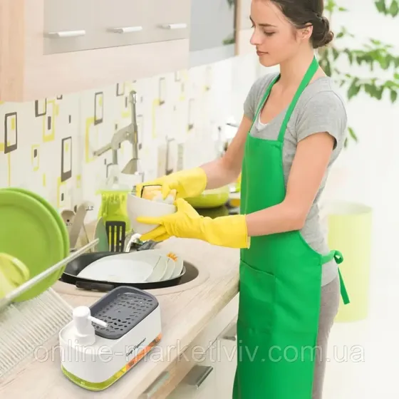 Дозатор для моющего средства с подставкой для губки 2 в 1,33371,Белый SBR Киев