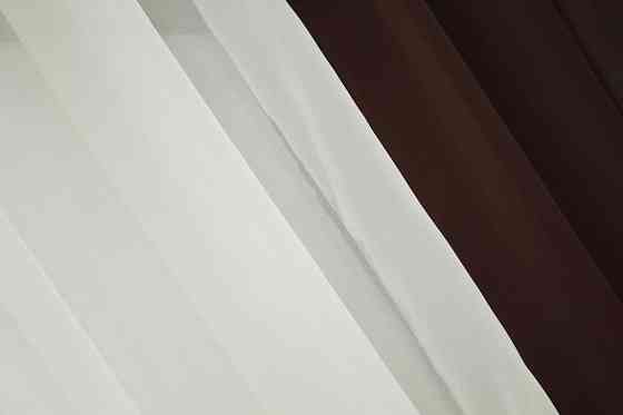 Кухонные шторы VR-Textil № 017к комбинированные с подвязками венге с молочным 265х170 см (50-544) Киев