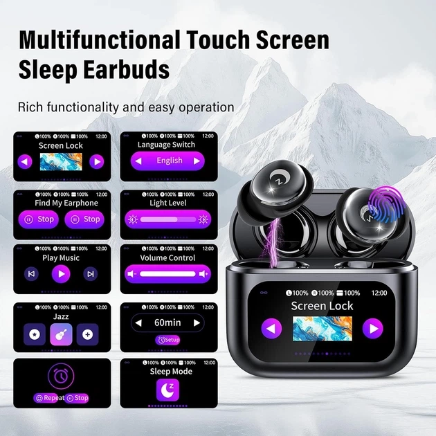 Бездротові навушники L8 Pro Bluetooth 5.4 із сенсорним Smart-дисплеєм, ANC шумозаглушенням, мікрофоном, для сну, Black Київ - фото 7