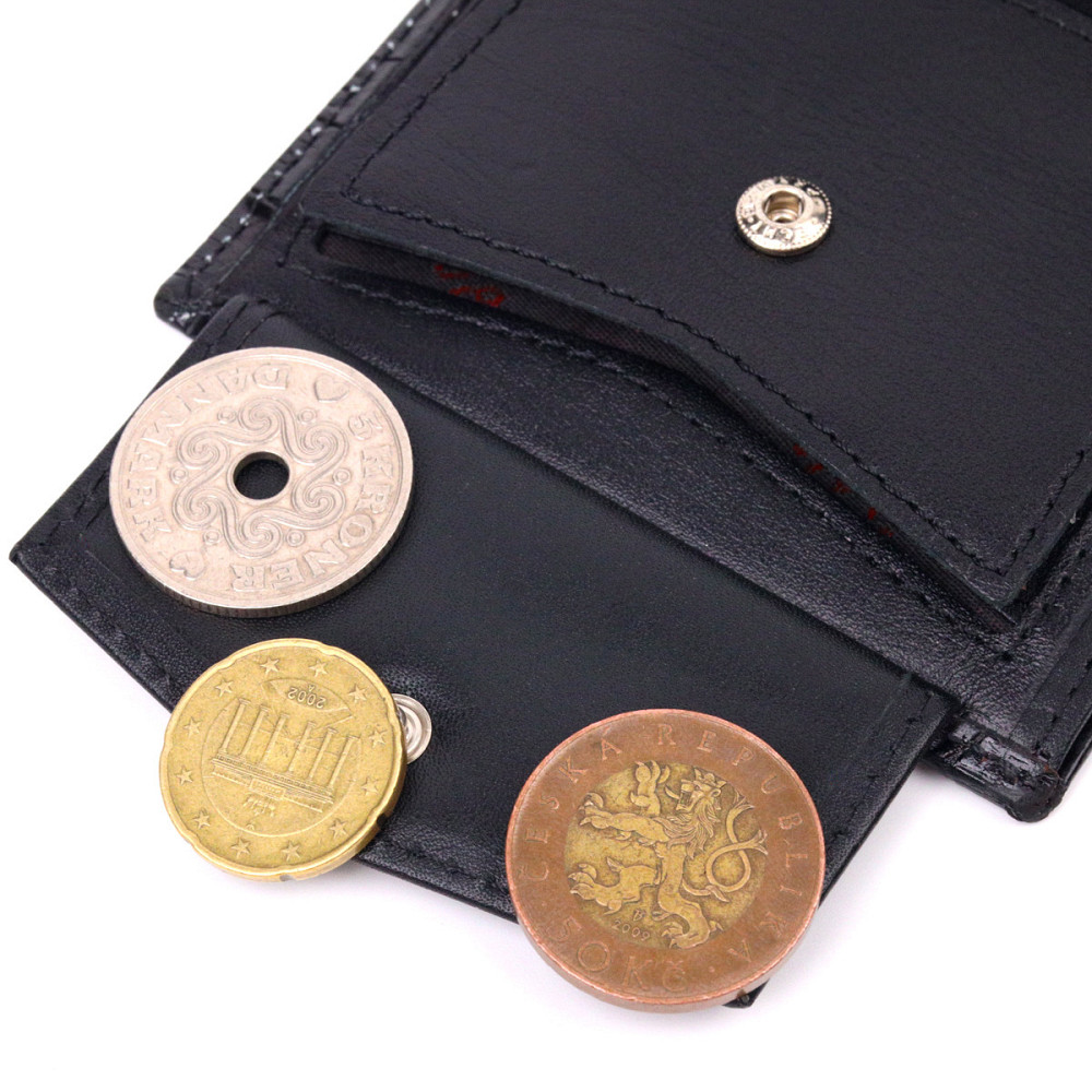 Оригинальное портмоне для мужчин из натуральной кожи с тиснением под крокодила KARYA 21325 Черный Киев - изображение 4