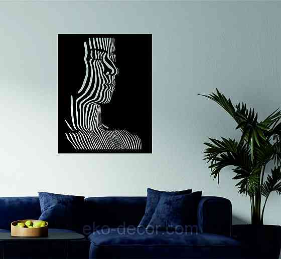 Декоративное настенное Панно «Силуэт женщины», Декор на стену 110*86 см, Черный Киев