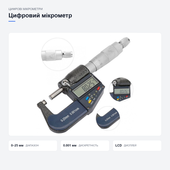Цифровий мікрометр для вимірювання товщини Київ