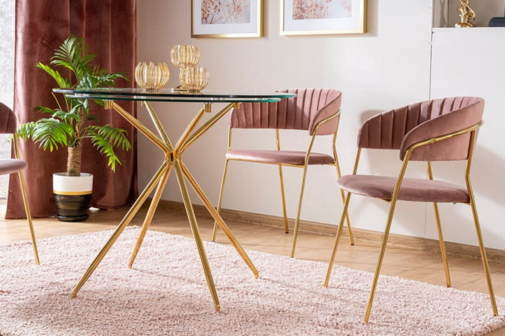 Стіл AZALIA прозорий/золото каркас д.80 Дніпро - фото 8