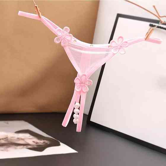 Трусики з розрізом та бусинками рожеві - розмір універсальний (на резинці), 15% нейлон, 85% поліестер Київ