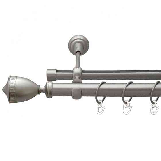 Карниз Orvit Афіна металевий дворядний опозитний гладка \ профільна труба кільце металеве Сатин 25\19 мм 300 см (00-00011034) Львів