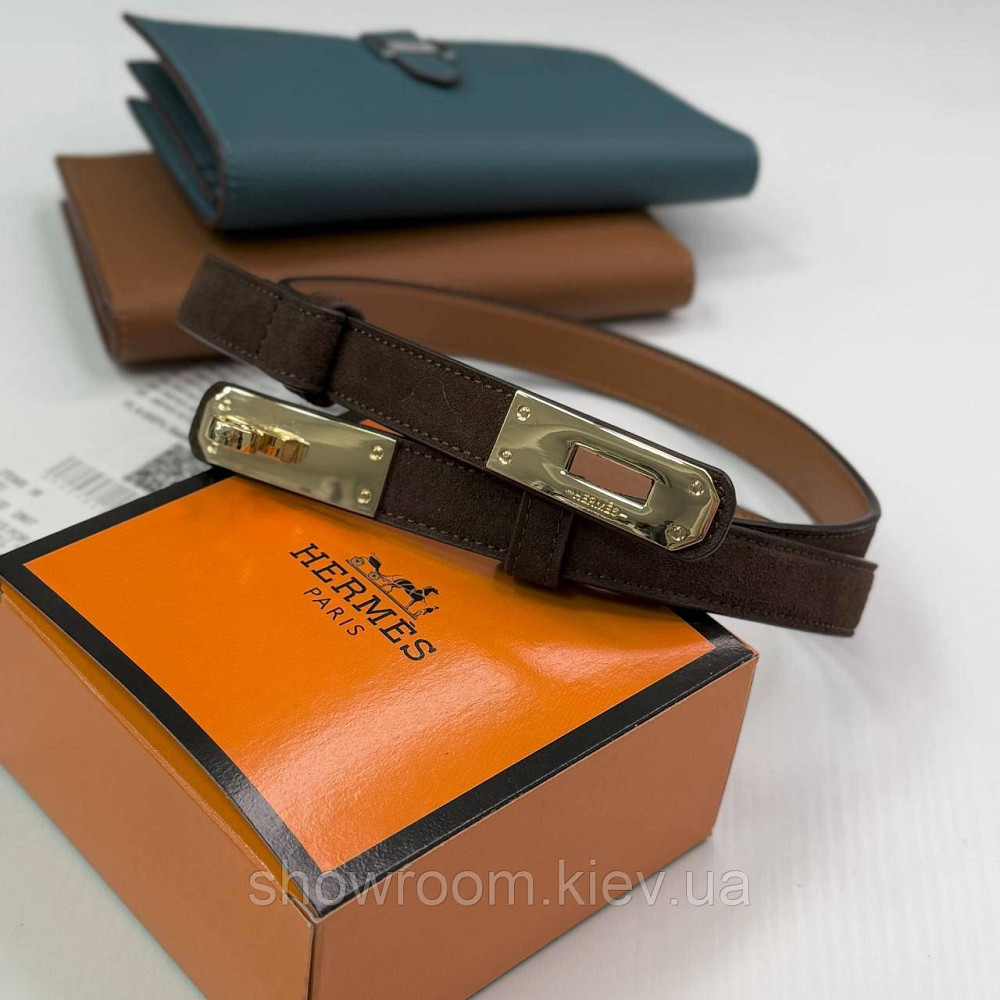 Коричневый замшевый женский брендовый ремень (280-1) Киев - изображение 5