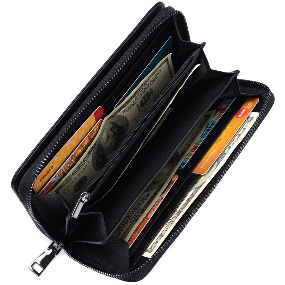 Чоловічий клатч із блоком для карт з натуральної шкіри ST Leather 22694 Чорний Київ - фото 9