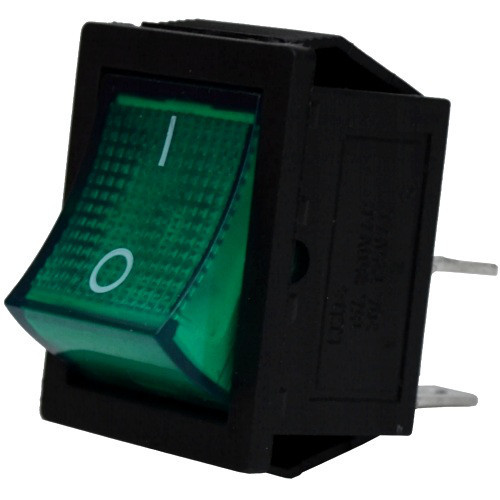 Переключатель широкий с подсветкой KCD-4, ON-OFF 4-х контактный, 15A, 220V, зелёный Полтава - изображение 1