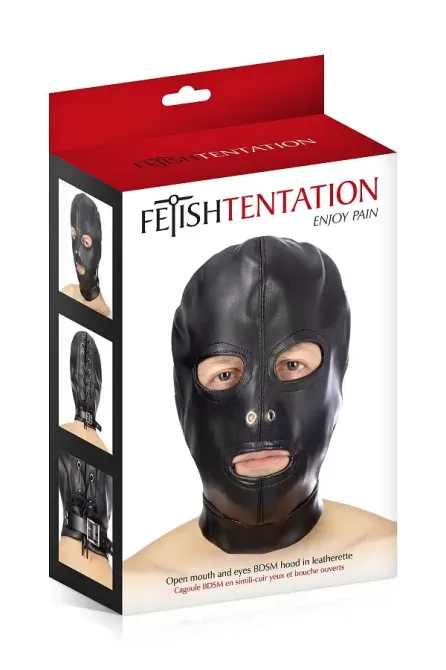Капюшон для БДСМ з відкритими очима і ротом Fetish Tentation Open mouth and eyes BDSM hood Львів - фото 3