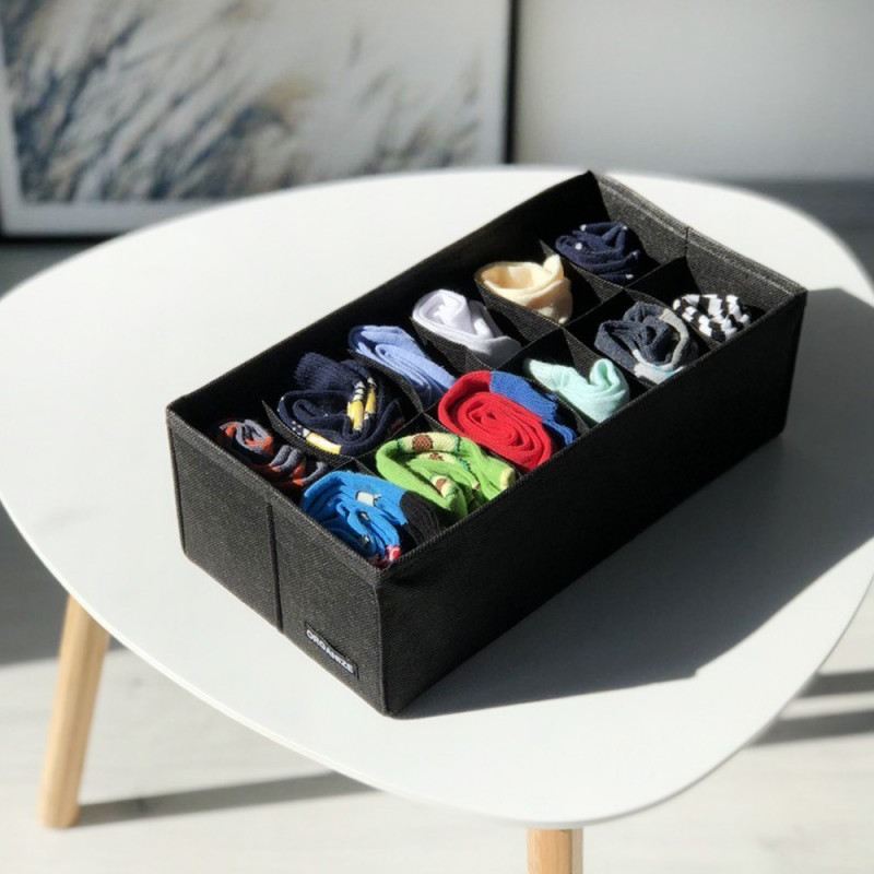 Компактный органайзер для носков и трусов на 12 ячеек BL-Kv (Черный) Сумы - изображение 1