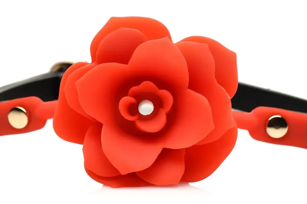Силіконовий кляп з трояндою Master Series: Blossom Silicone Rose Gag – Red Львів - фото 3