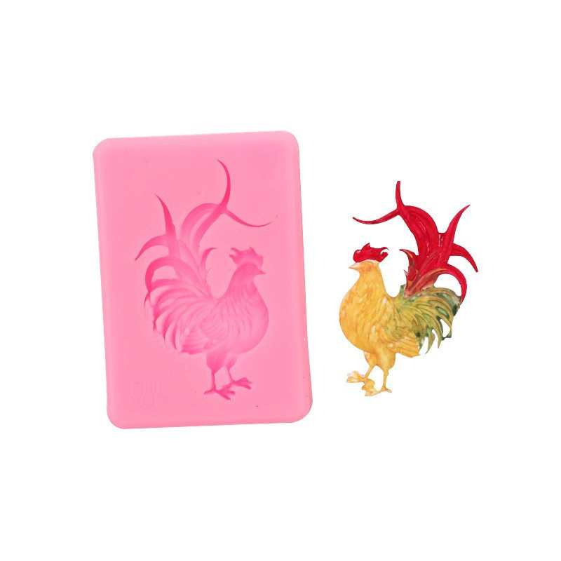 Молд силиконовый Петух 65 на 45 мм розовый Киев - изображение 1