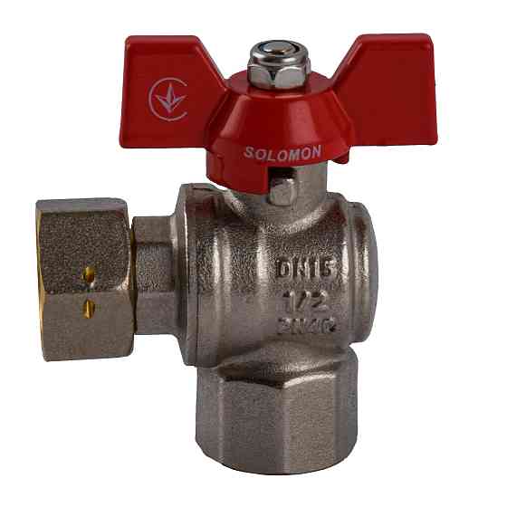 Кран кульовий кутовий з накидною гайкою SOLOMON 1/2″ ВВ PN40 (V3002-S) Тернопіль