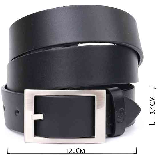 Кожаный брючный ремень для мужчин из квадратной пряжкой GRANDE PELLE 11678 Черный Киев