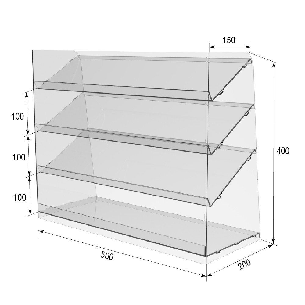 Підставка вітрина EKOSTAR 4 полиці 500х200х400 Київ - фото 4