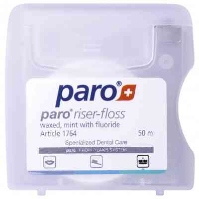 Зубна нитка Paro Swiss riser-floss вощена з м'ятою і фторидом 50 м (7610458017647) Вінниця