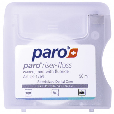 Зубна нитка Paro Swiss riser-floss вощена з м'ятою і фторидом 50 м (7610458017647) Вінниця - фото 1