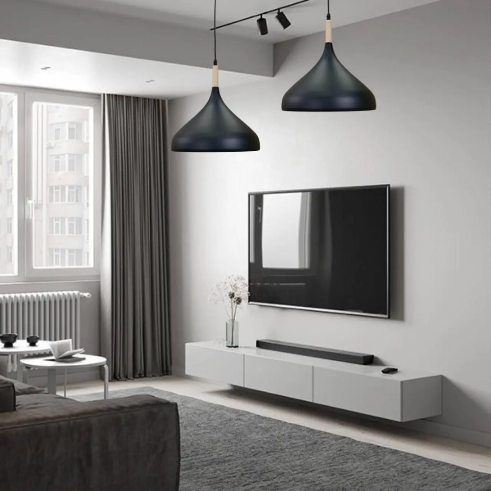 Уцінка Підвісний світильник Loft E27, металевий чорний, Ø20 см, ретро стельова люстра для кухні, бару, кафе Київ - фото 3