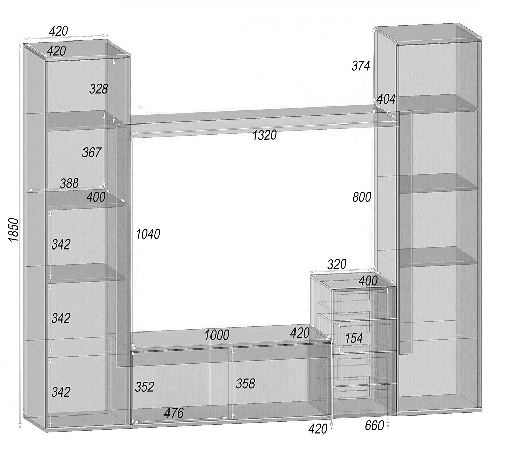 Стенка в гостиную под ТВ Эхо-2, Венге Магия, 2160х420х1850 Львов - изображение 4