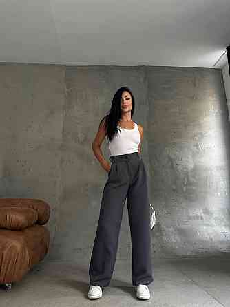 Жіночі базові штани палаццо костюмка Графіт, 42/44 Одеса