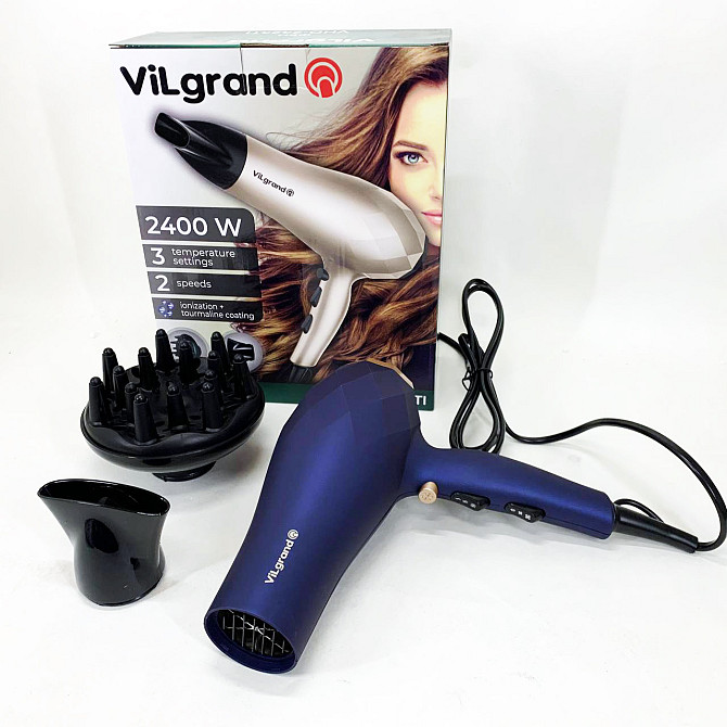 Электрофен для волос с дополнительными насадками VILGRAND VHD 2424TI 2400 Вт, Фен для объемной укладки NO-25 Львов - изображение 5