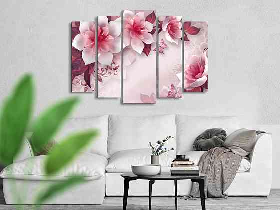 Модульна картина у вітальню / спальню Абстракція Квіти Art-410_5 ( 80х118см ) Київ