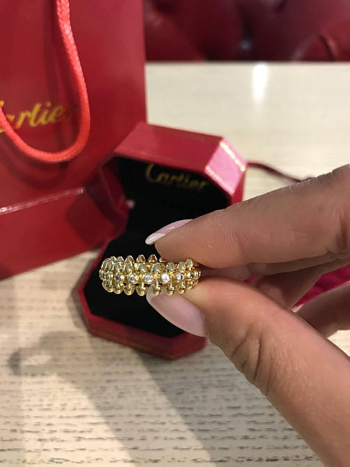 Cartier кольцо с зубчиками в лимонном золоте с фианитами Одесса - изображение 2