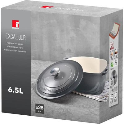 Каструля Bergner Excalibur з кришкою Сіра 5.8 л (BG-36102-GY) Вінниця - фото 6