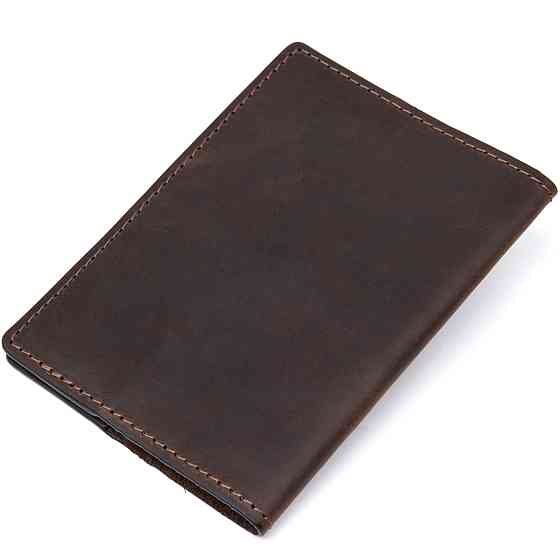 Матовая кожаная обложка на паспорт GRANDE PELLE 11481 Коричневый Киев