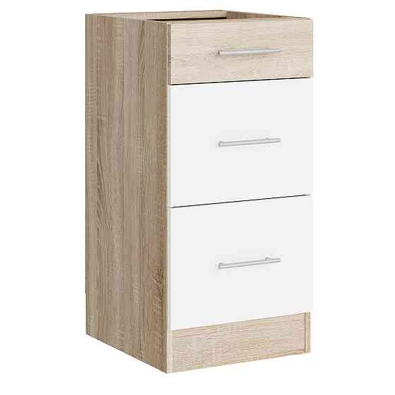 Кухонный модуль на 3 ящика Эверест Эко 400 дуб сонома/нимфея альба (белый) (без столешницы) 40х46х82 см (DTM-071046) Днепр