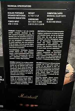 Портативная Колонка Marshall Emberton II Black and Brass. Киев
