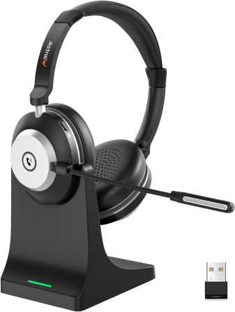 Бездротова гарнітура Wantek BT-88 Bluetooth 5.3, мікрофон із шумозаглушенням, до 50 годин роботи, зарядна база, чорна Київ