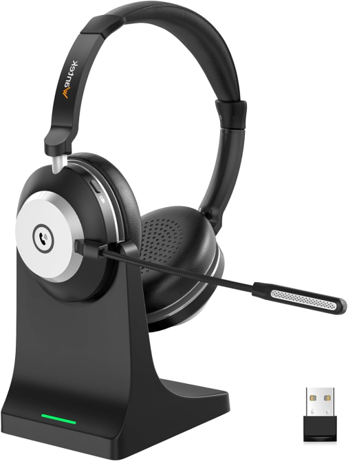 Бездротова гарнітура Wantek BT-88 Bluetooth 5.3, мікрофон із шумозаглушенням, до 50 годин роботи, зарядна база, чорна Київ - фото 2