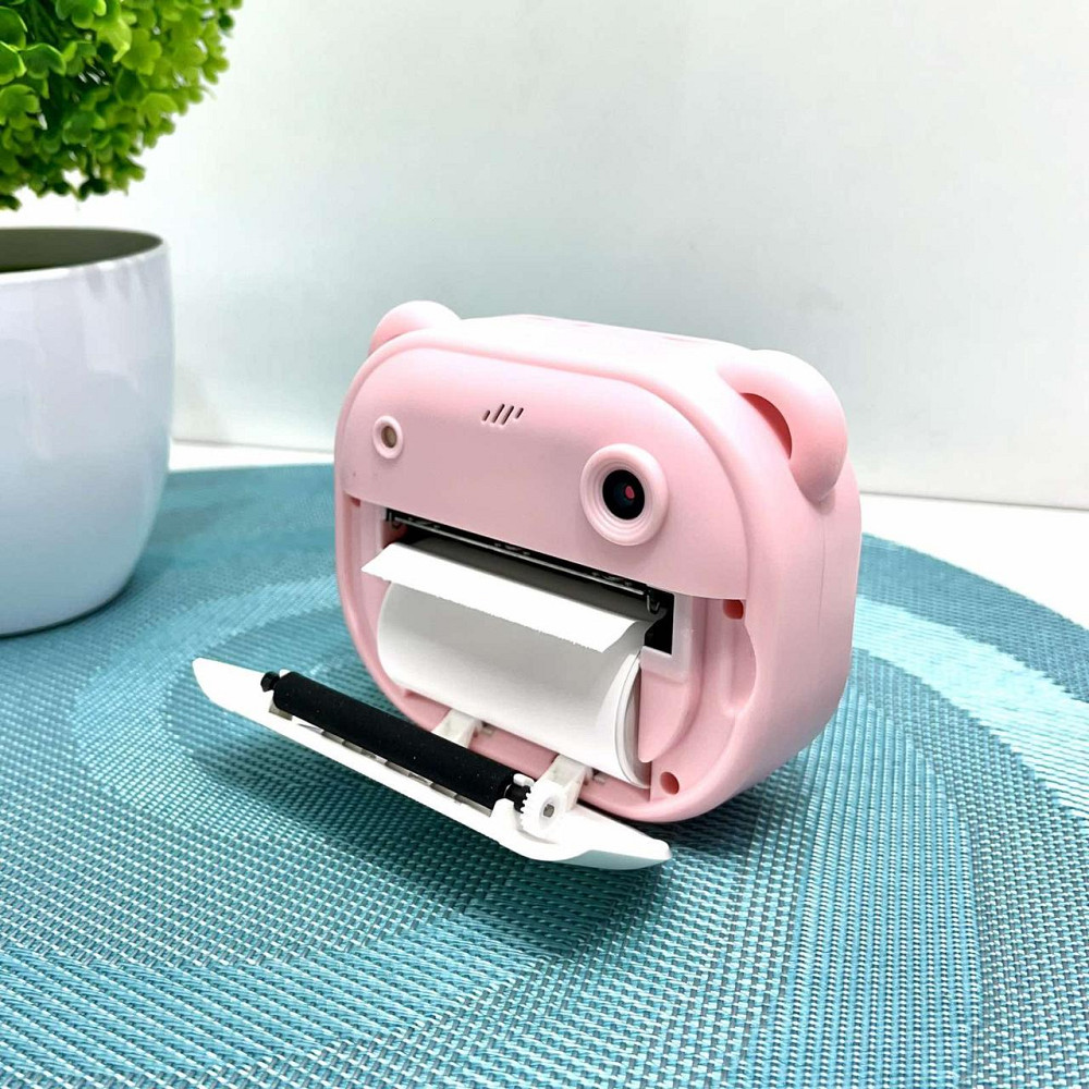 Фотоапарат-принтер фронтальна камера чб друк USB-кабель 2 рулони термопаперу звук фото відео ігри SD роз'єм Рожевий (C 66631) Чернігів - фото 9