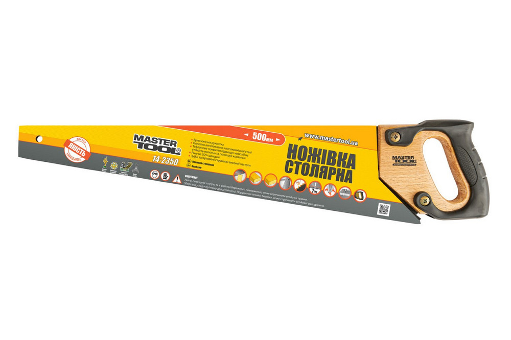 Ножовка столярная 500 мм MASTERTOOL 7TPI MAX CUT тефлоновое покрытие закаленный зуб 3D заточка 14-2350 Ровно - изображение 3