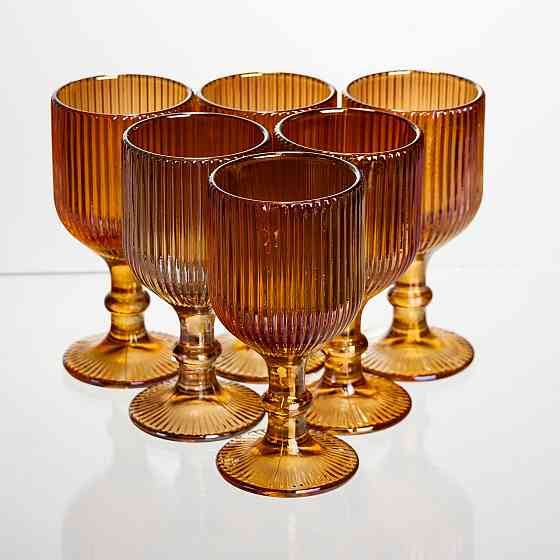 Набір чарок на ніжці 6 штук 50 мл для міцних напоїв скляні Бурштиновий Yiwu HP-19-206 Київ