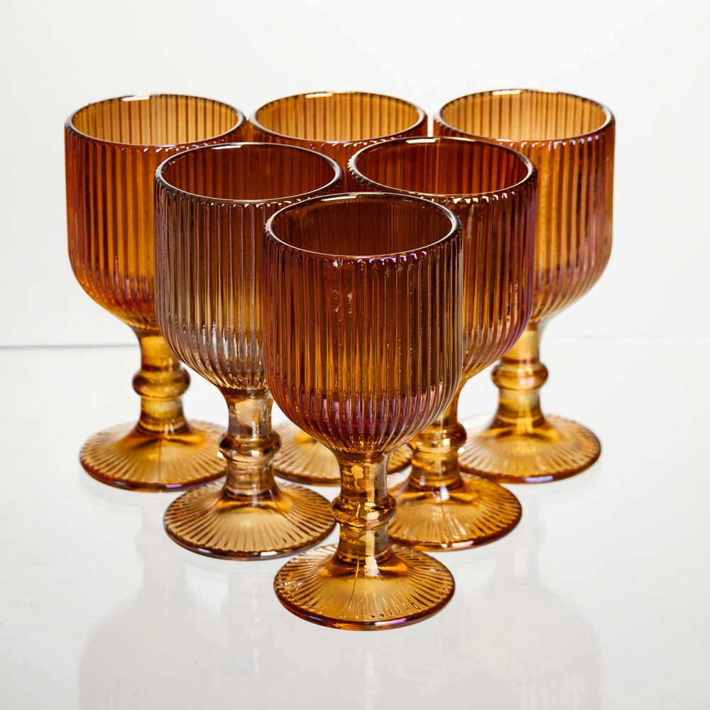 Набір чарок на ніжці 6 штук 50 мл для міцних напоїв скляні Бурштиновий Yiwu HP-19-206 Київ - фото 1