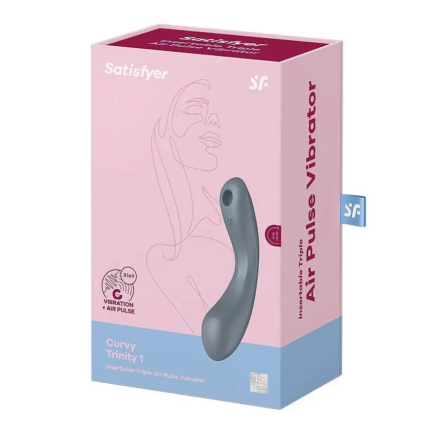 Вакуумний стимулятор з вібрацією Satisfyer Curvy Trinity 1 Bluegrey, іграшка 3в1 Львів - фото 5