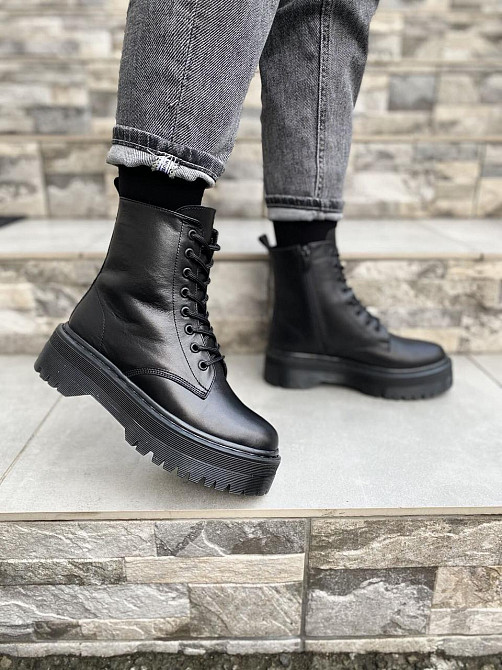 Черевики жіночі RONE Док-5 чорні натуральна шкіра зима висота 13см (4254) Коломия - фото 6