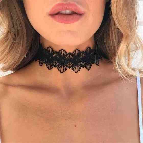 Ажурний мереживний чокер зі щільного гіпюру Tender Sweet - Чорний - Еротична білизна Вінниця