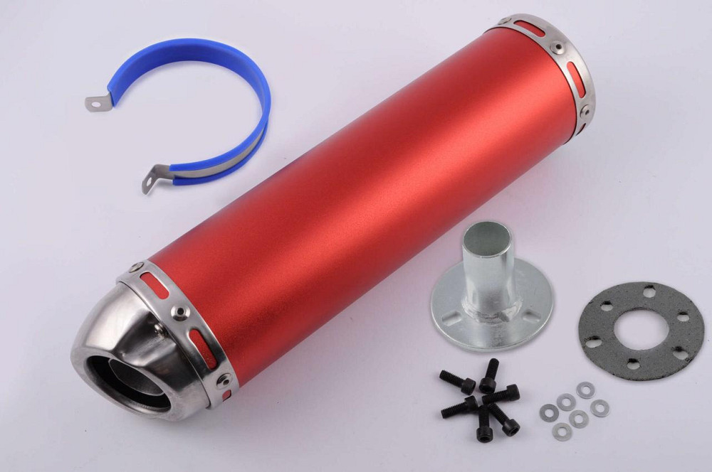 Глушник (тюнінг) 300*9 см, кріп. Ø48mm (нержавіюча сталь, червоний, прямоток, mod:10) Мукачево - фото 1