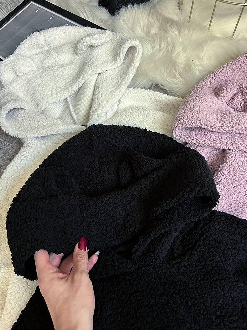 Жіноча стильна тепла плюшева худі з вушками м'яке хутро Teddy Чорний Одеса - фото 2