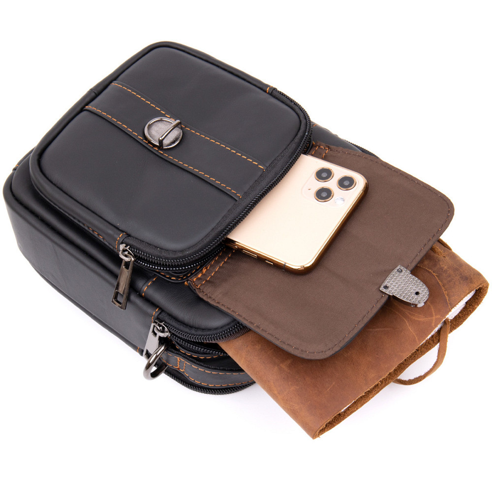 Компактний месенджер на два відділення чоловічий Vintage 20395 Чорний Київ - фото 7