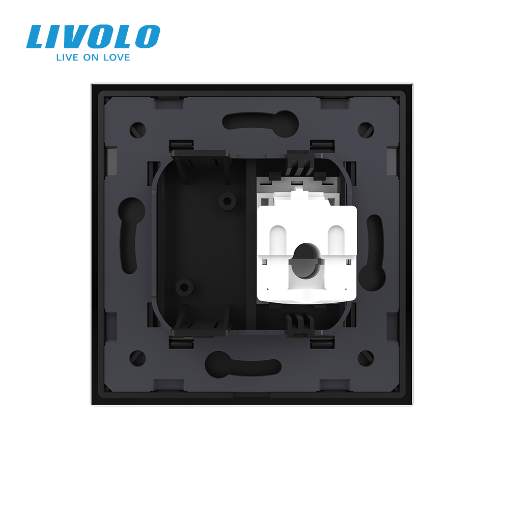 Розетка комп'ютерна RJ-45 LIVOLO чорна матова скло Коломия - фото 5