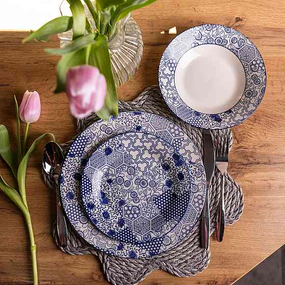 Столовий сервіз на 6 персон 18 предметів порцеляновий HP-HK-A5 Синій Коломия