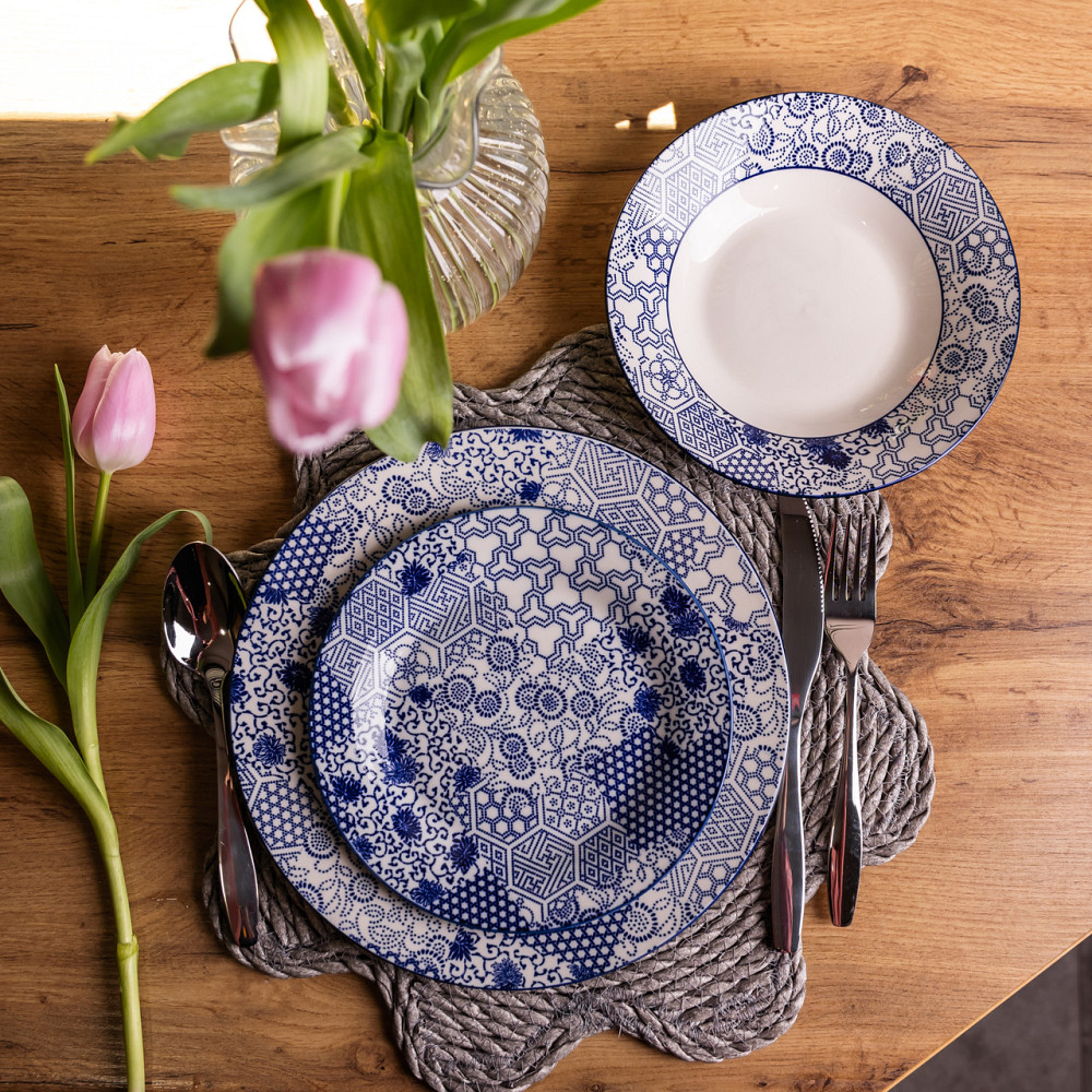 Столовий сервіз на 6 персон 18 предметів порцеляновий HP-HK-A5 Синій Коломия - фото 6