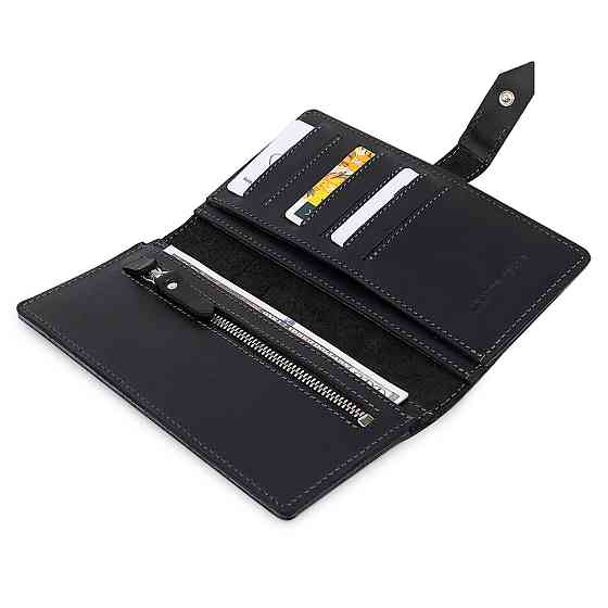 Стильное матовое мужское портмоне GRANDE PELLE 11560 Черный Киев