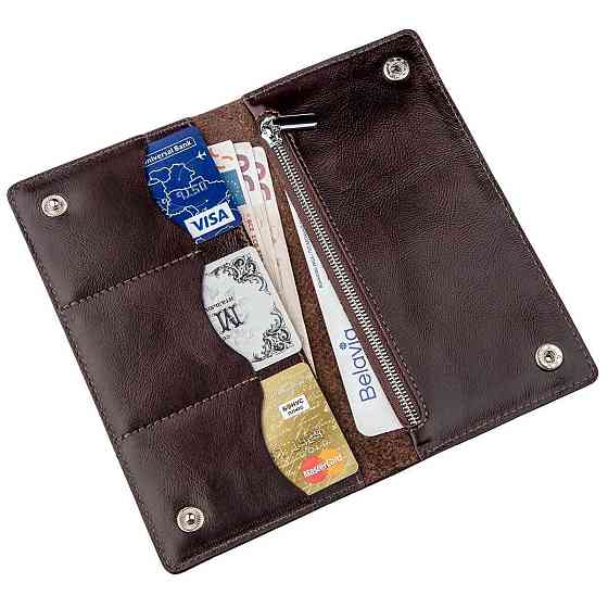 Гаманець чоловічий вертикальний на двох кнопках SHVIGEL 16193 Коричневий Київ