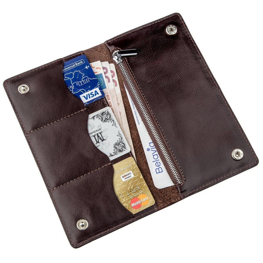 Гаманець чоловічий вертикальний на двох кнопках SHVIGEL 16193 Коричневий Київ - фото 3