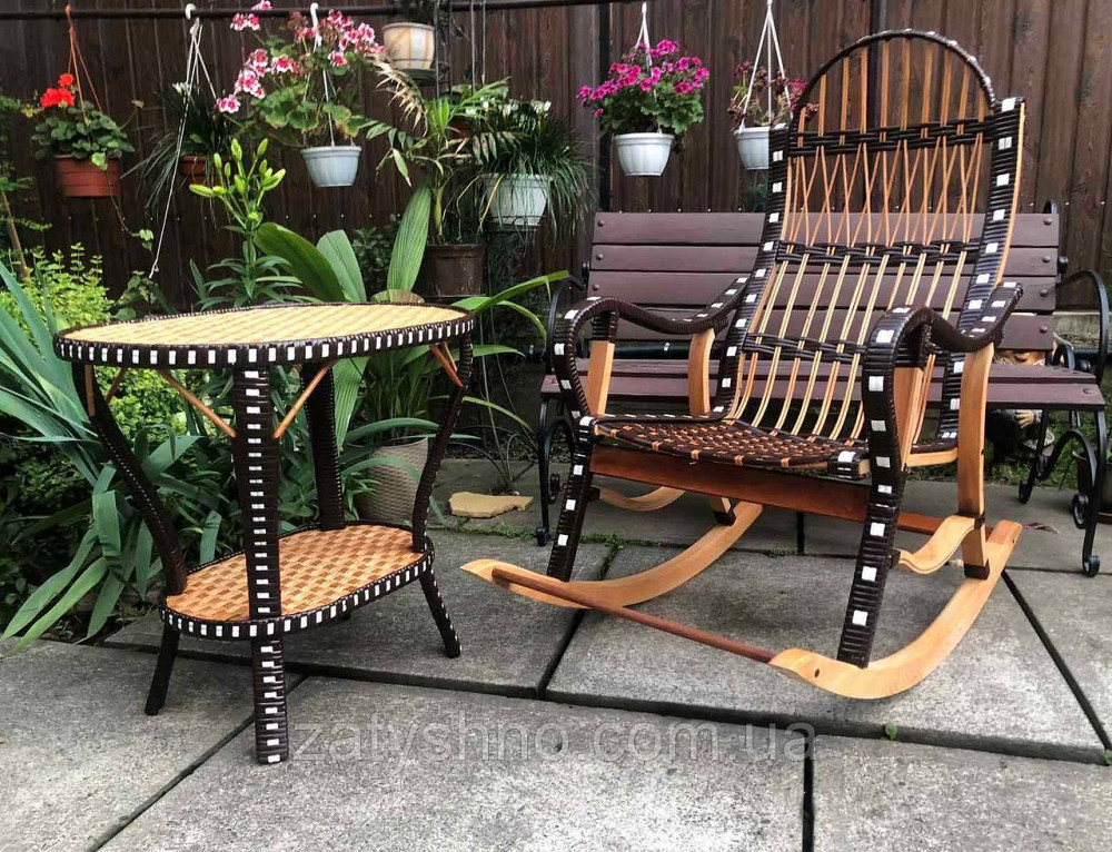 Плетеное кресло качалка с журнальным столом Киев - изображение 2